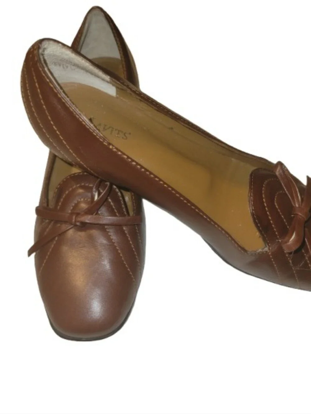 Eric Javits Brown Leather Knot-Front Flats